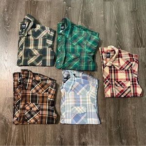 Vtg Wrangler Men’s Pearl Snap Short Sleeve Shirt Bundle